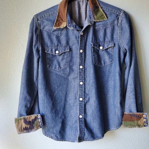 Millau Tops - Millau Denim Chambray Size M Pearl Snaps Shirt